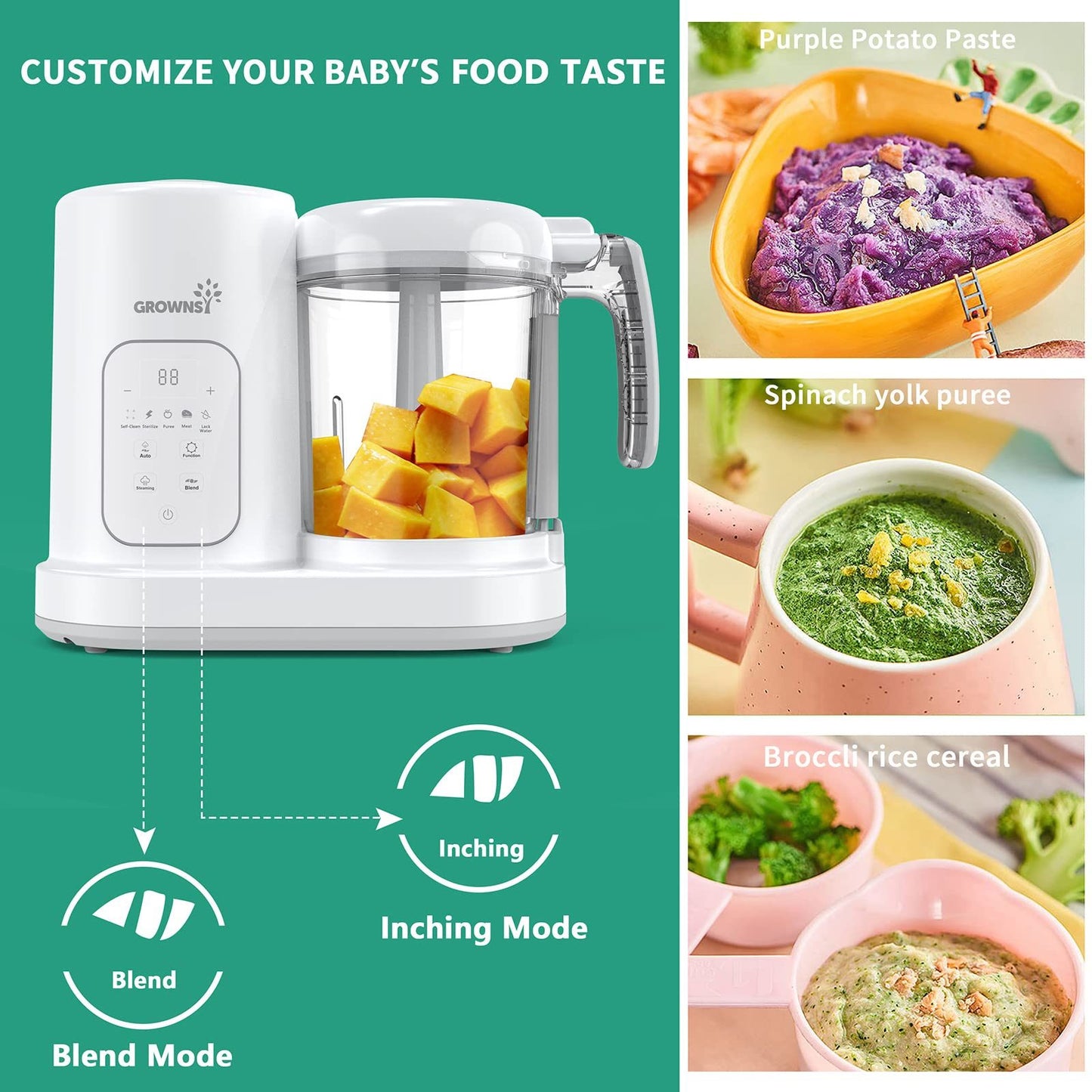 Baby Food Maker | Baby food Processor | Puree Blender Multi-Function Steamer Grinder Blender, Baby Food Warmer Mills Machine, Constant Temperature 24h, Auto Cooking & Grinding