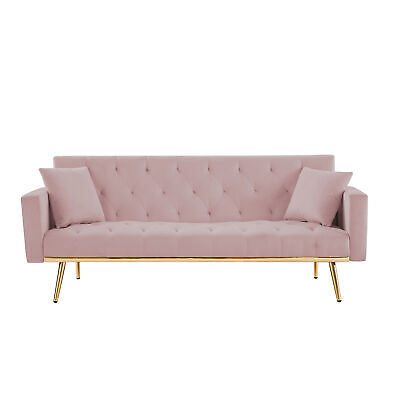 PINK Convertible Folding Futon Sofa