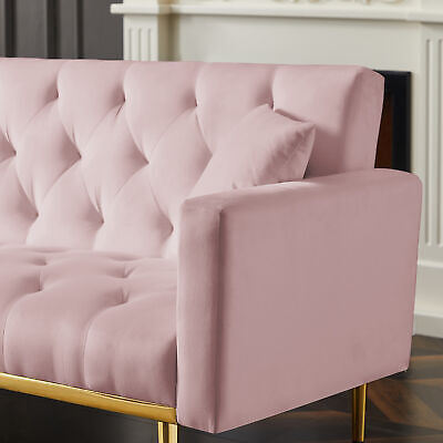 PINK Convertible Folding Futon Sofa