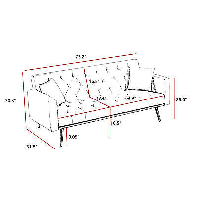 PINK Convertible Folding Futon Sofa