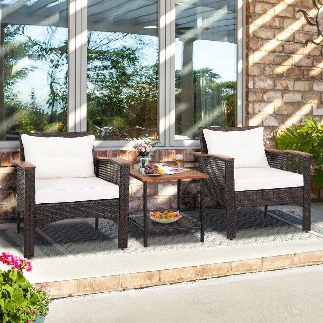 3 Pieces Patio Rattan Furniture Set