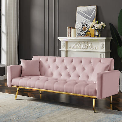 PINK Convertible Folding Futon Sofa