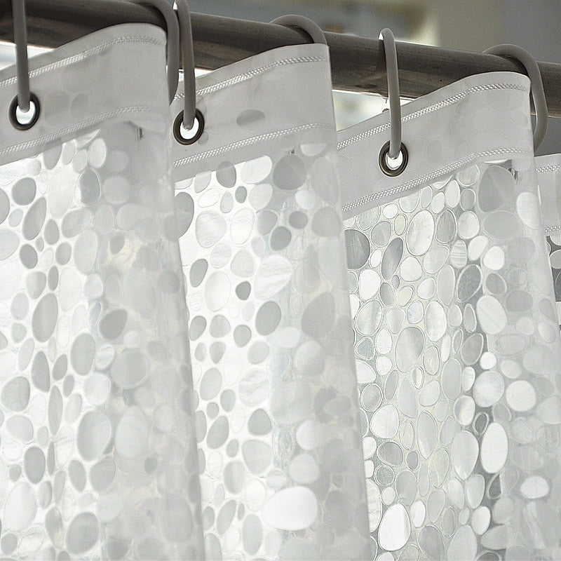 Cobblestone Pattern Bathroom Curtain With Hooks