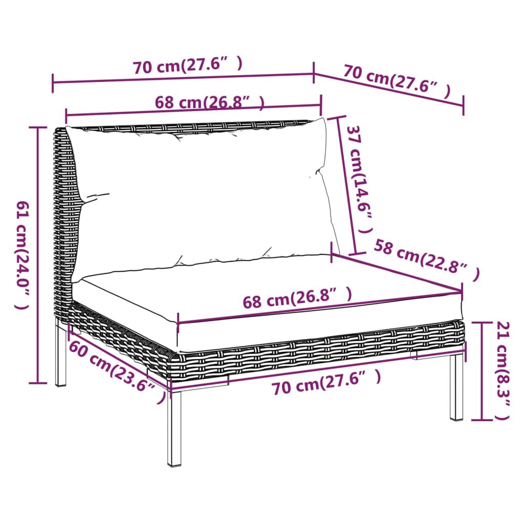 9 Piece Patio Lounge Set with Cushions