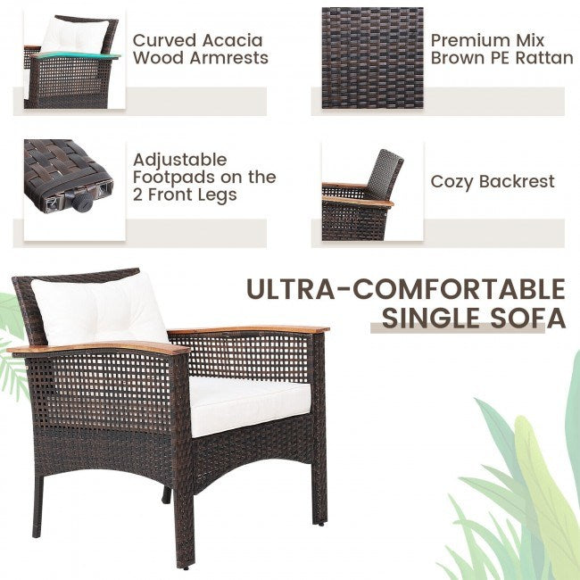 3 Pieces Patio Rattan Furniture Set