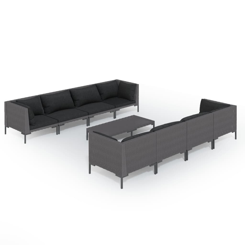 9 Piece Patio Lounge Set with Cushions