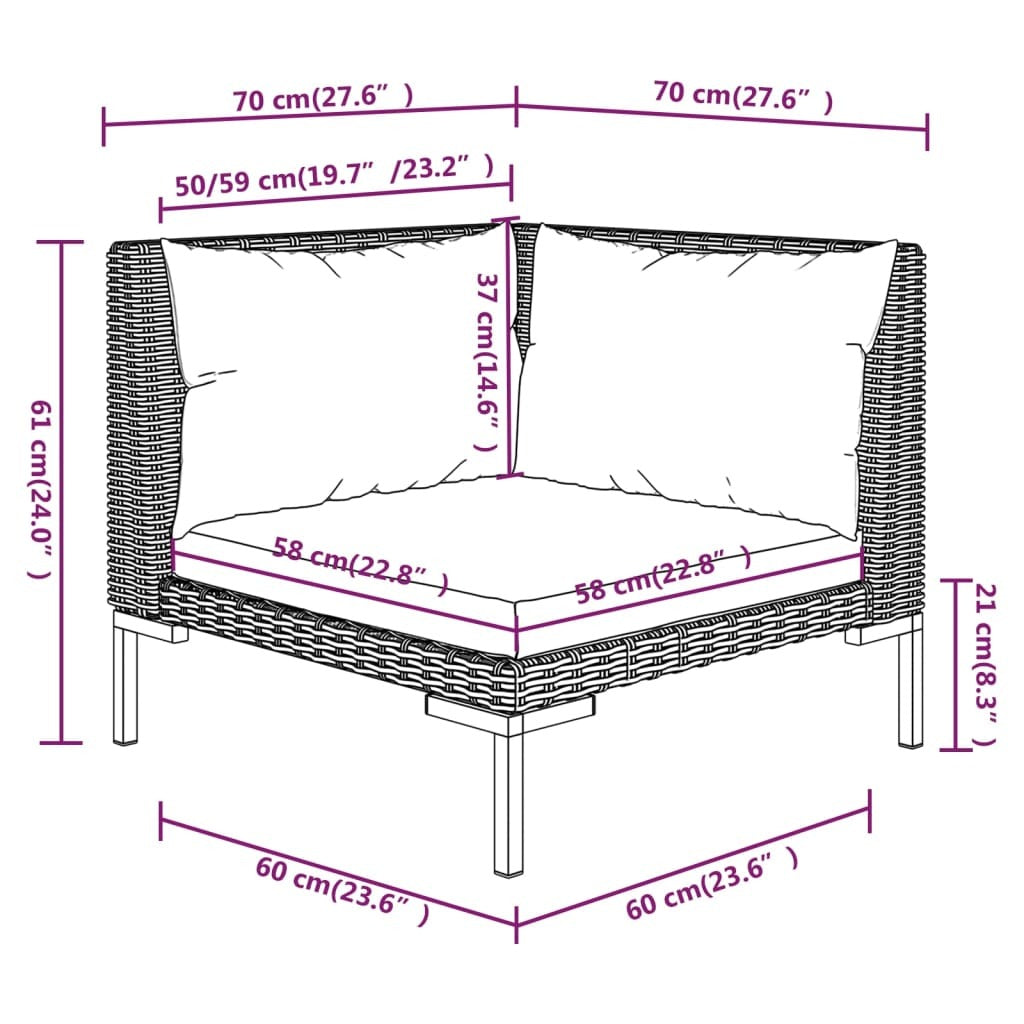 9 Piece Patio Lounge Set with Cushions