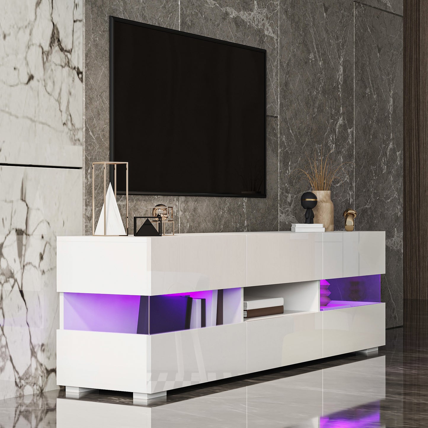 Modern minimalist led light TV stand,acrylic glass white modern TV cabinet ,TV bench