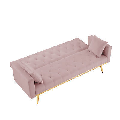 PINK Convertible Folding Futon Sofa