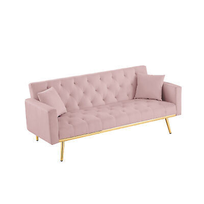 PINK Convertible Folding Futon Sofa