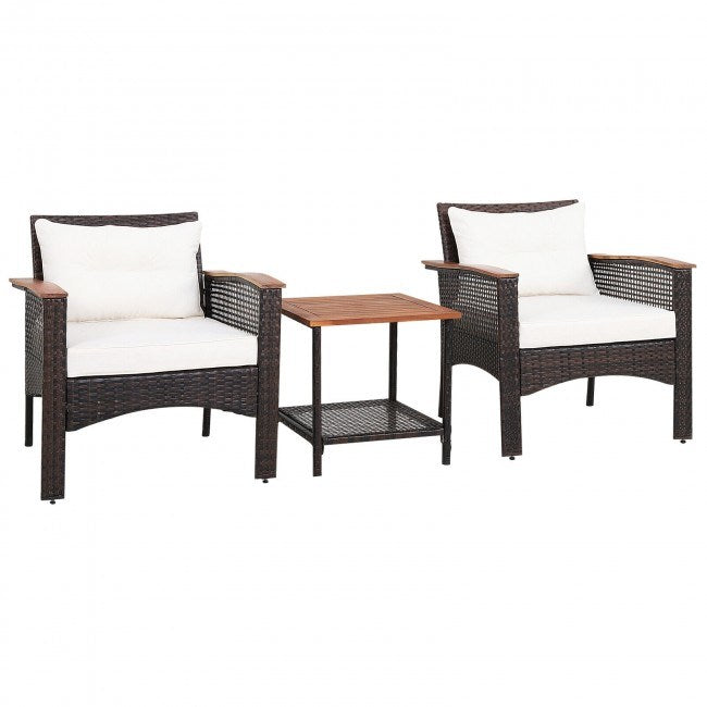 3 Pieces Patio Rattan Furniture Set