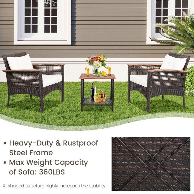 3 Pieces Patio Rattan Furniture Set